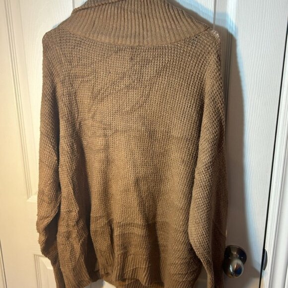 Size, small Aerie cotton polyester blend brown quarter-zip pullover sweater - Picture 5 of 9